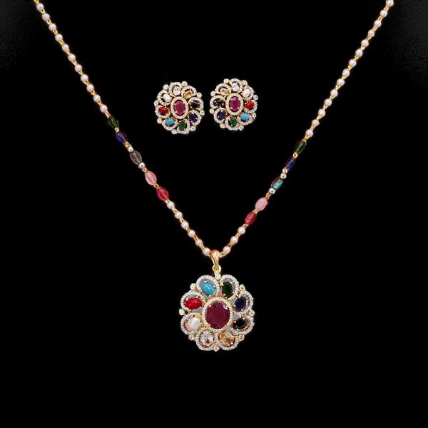 Cz Classic Pendant Set With 2 Tone Plating