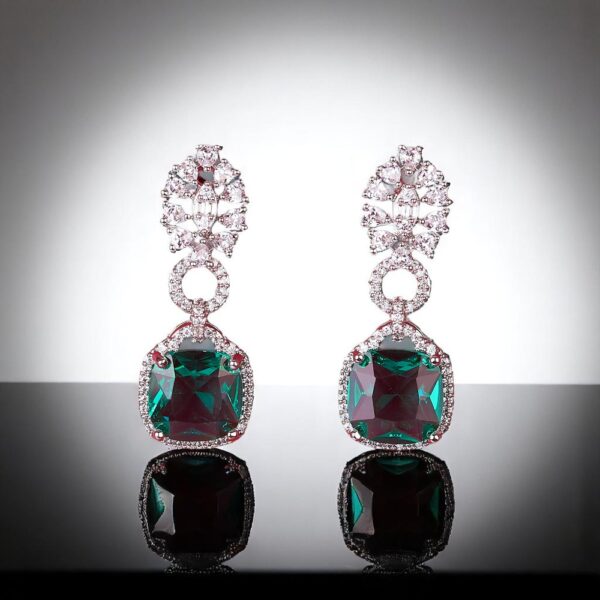 Cz Classic Earring With Rhodium Plating