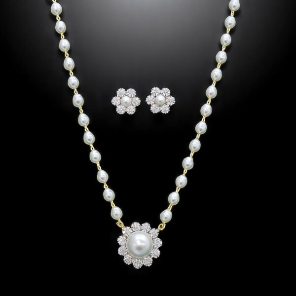 Cz Classic Pendant Set With 2 Tone Rhodium Plating