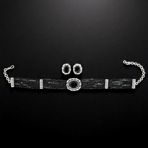 Cz Classic Necklace Set With Rhodium Plating