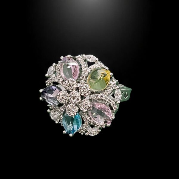 Cz Adjustable Ring With Rhodium Plating