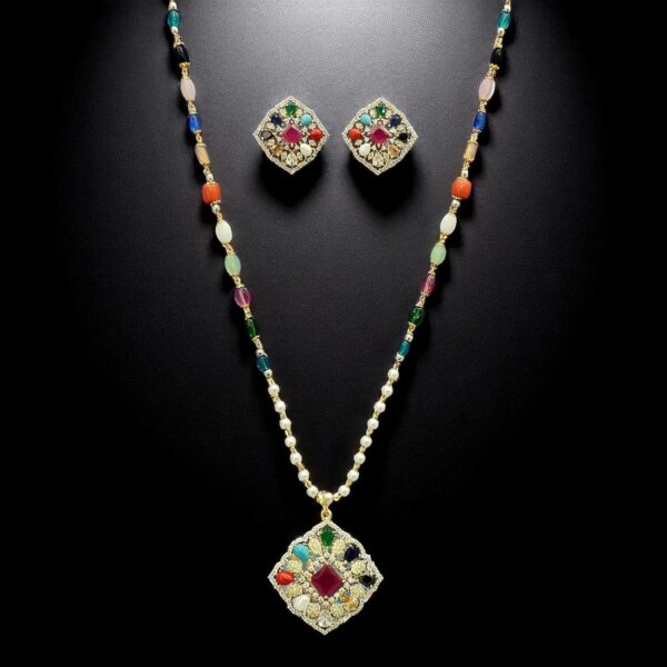 Cz Classic Pendant Set With 2 Tone Plating