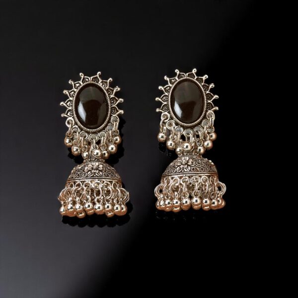 Jhumki With Oxidised Plating
